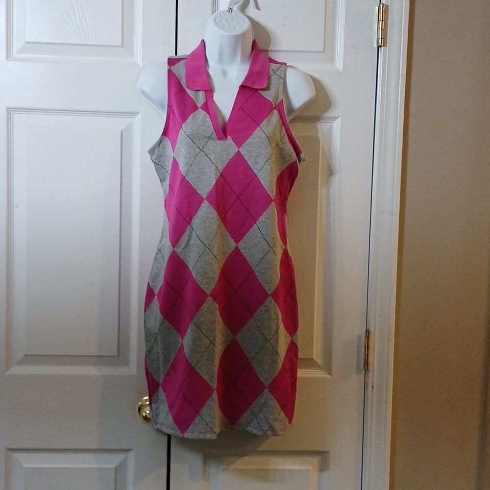 Madden NYC deep pink and gray sleeveless casual  dress  Sz  L NWOT